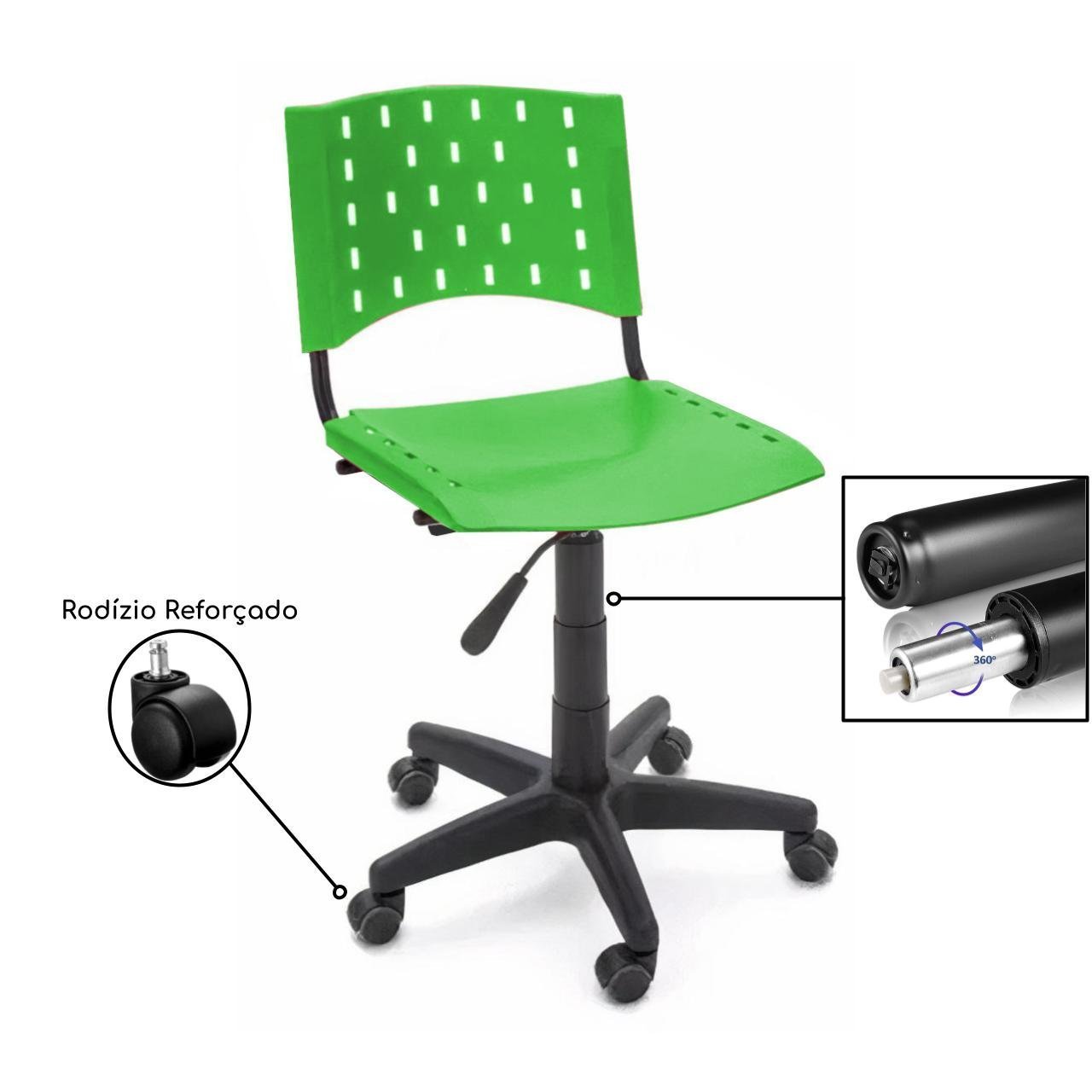 Cadeira de Escritório Giratória PLÁSTICA - PMD - COR VERDE - 31301 - Imagem 2
