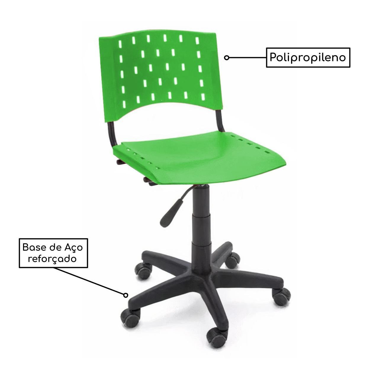 Cadeira de Escritório Giratória PLÁSTICA - PMD - COR VERDE - 31301 - Imagem 3