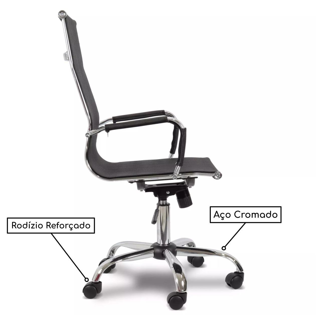 Cadeira PRESIDENTE TELA Charles Eames Esteirinha - COR PRETO - PMD - 32878 - Imagem 5