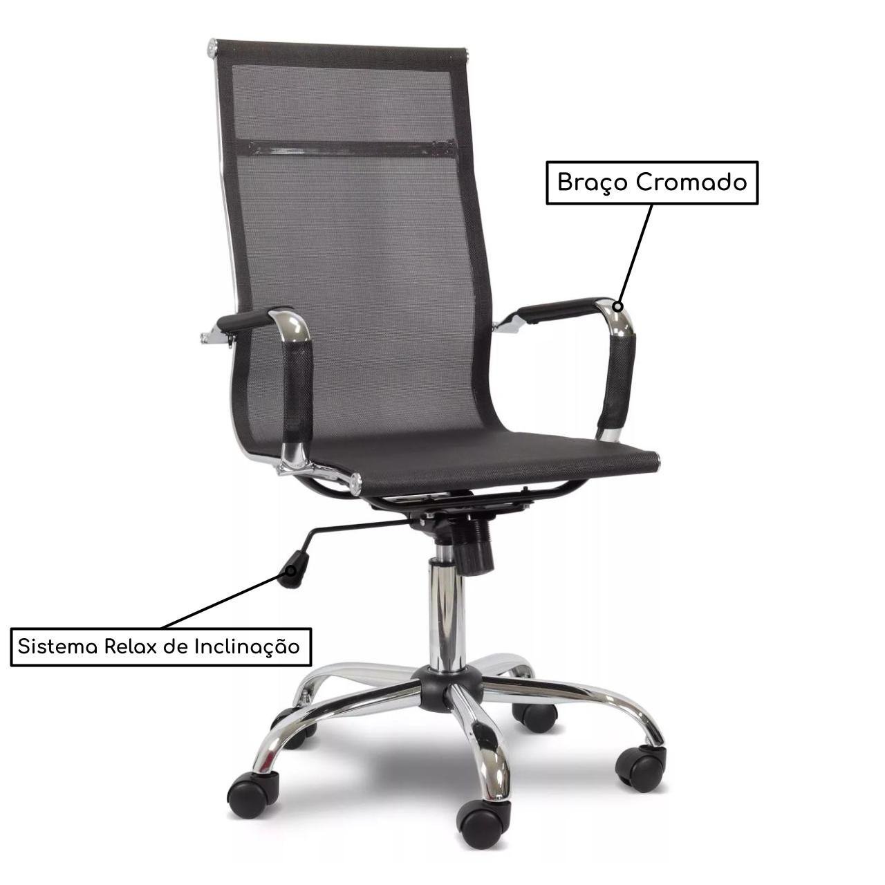 Cadeira PRESIDENTE TELA Charles Eames Esteirinha - COR PRETO - PMD - 32878 - Imagem 4