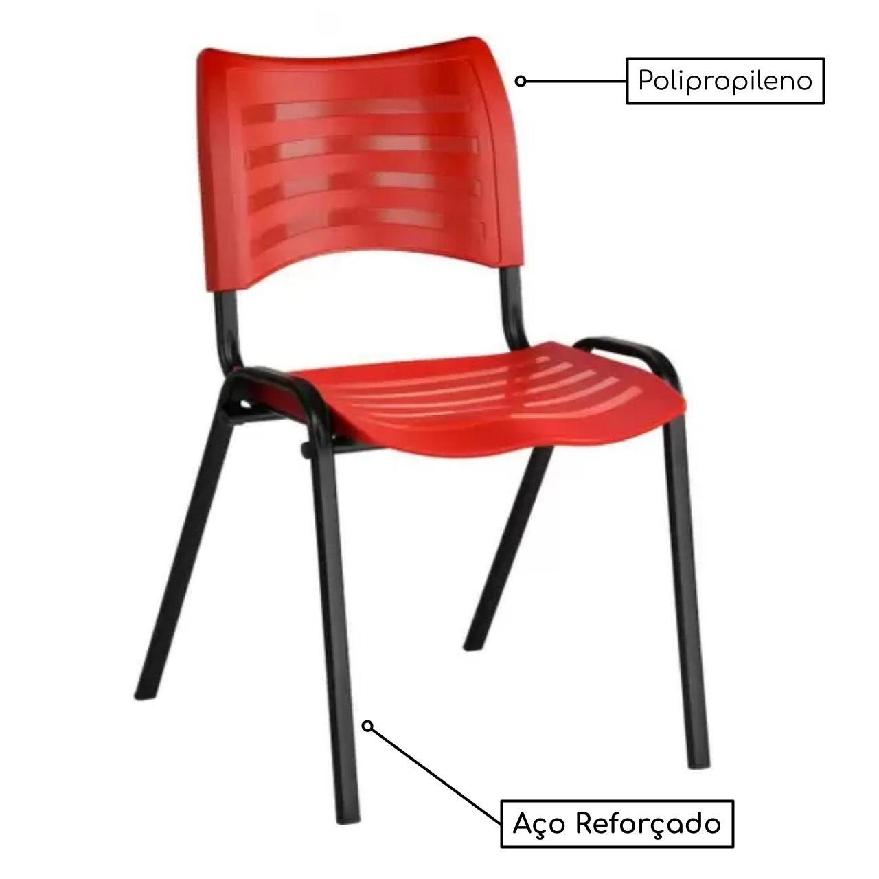 Cadeira Fixa 04 Pés Plástica (Polipropileno) - Cor Vermelho - PMD - 31234 - Imagem 2