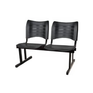 Cadeira Longarina PLÁSTICA 02 Lugares - Cor Preto - PMD - 34213