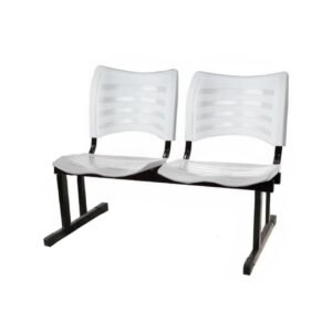 Cadeira Longarina PLÁSTICA 02 Lugares - Cor Branco - PMD - 34207