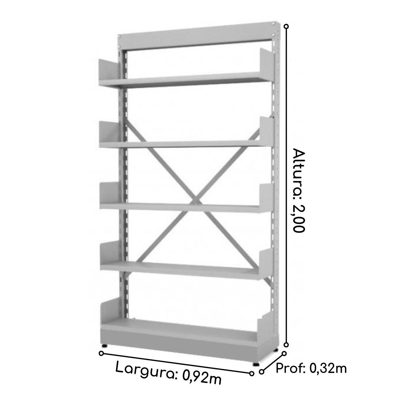 Estante Biblioteca de PAREDE com 05 Bandejas - 2,00x0,92x0,32m - PMD - 13124 - Imagem 2