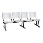 Cadeira Longarina PLÁSTICA 04 Lugares - Cor Branco - PMD - 34193