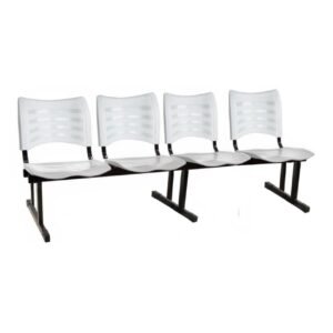 Cadeira Longarina PLÁSTICA 04 Lugares - Cor Branco - PMD - 34193