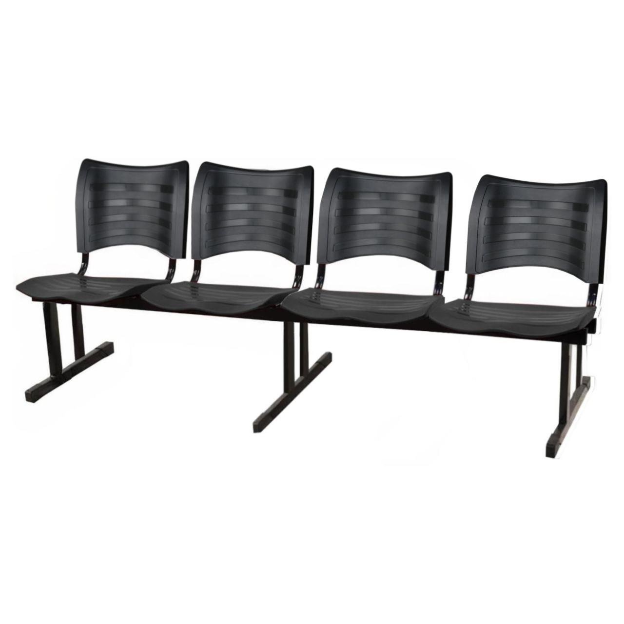 Cadeira Longarina PLÁSTICA 04 Lugares - Cor PRETO - PMD - 34199 - Imagem 3