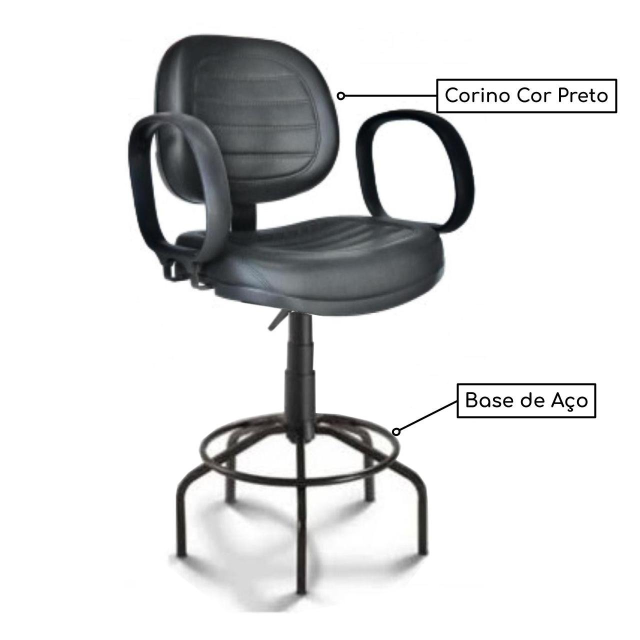 Cadeira Caixa EXECUTIVA COSTURADA Braço Corsa - (Aranha MARTIFLEX) - Cor Preta - 35035 - Imagem 2