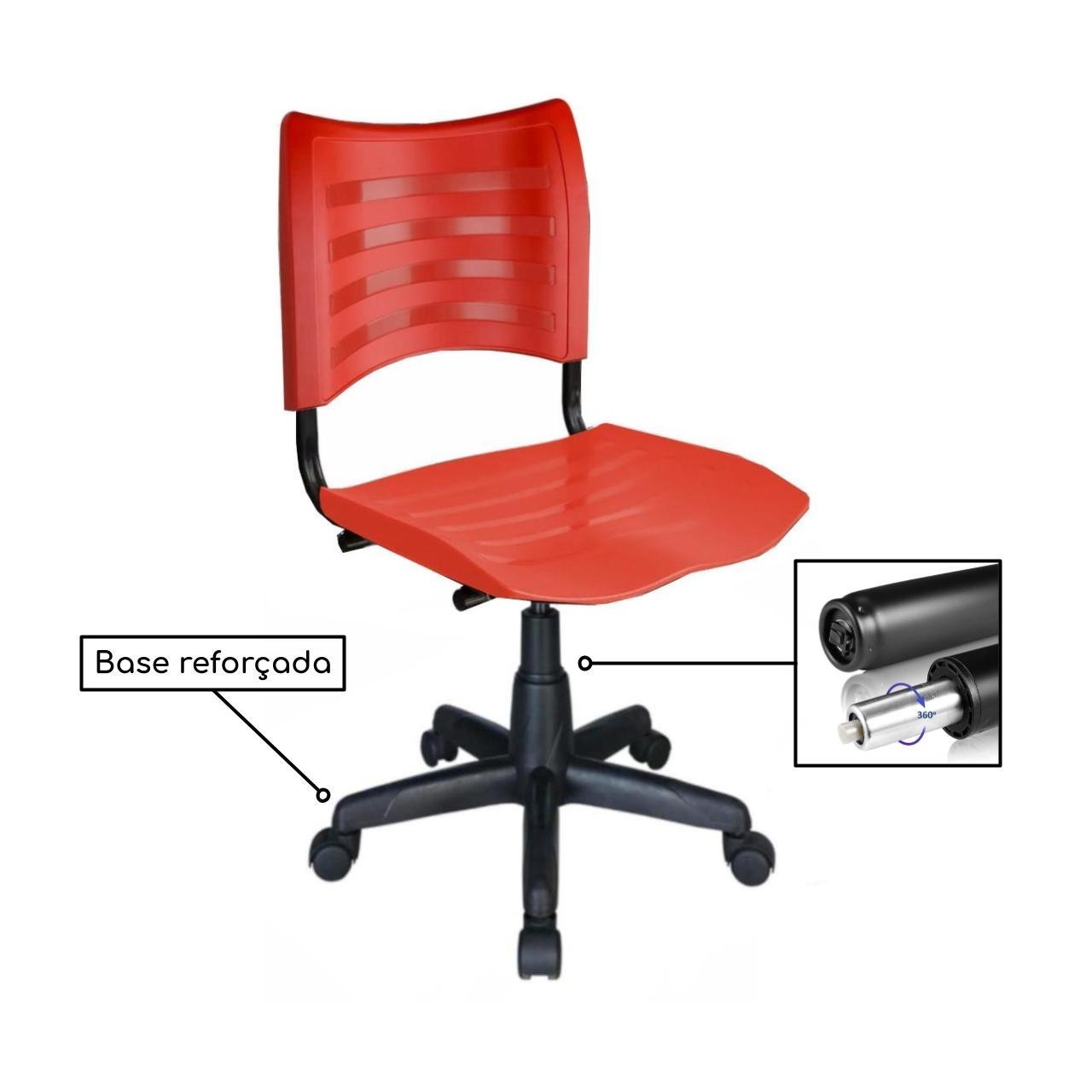 Cadeira de Escritório Giratória PLÁSTICA - PMD - COR VERMELHO - 31313 - Imagem 4