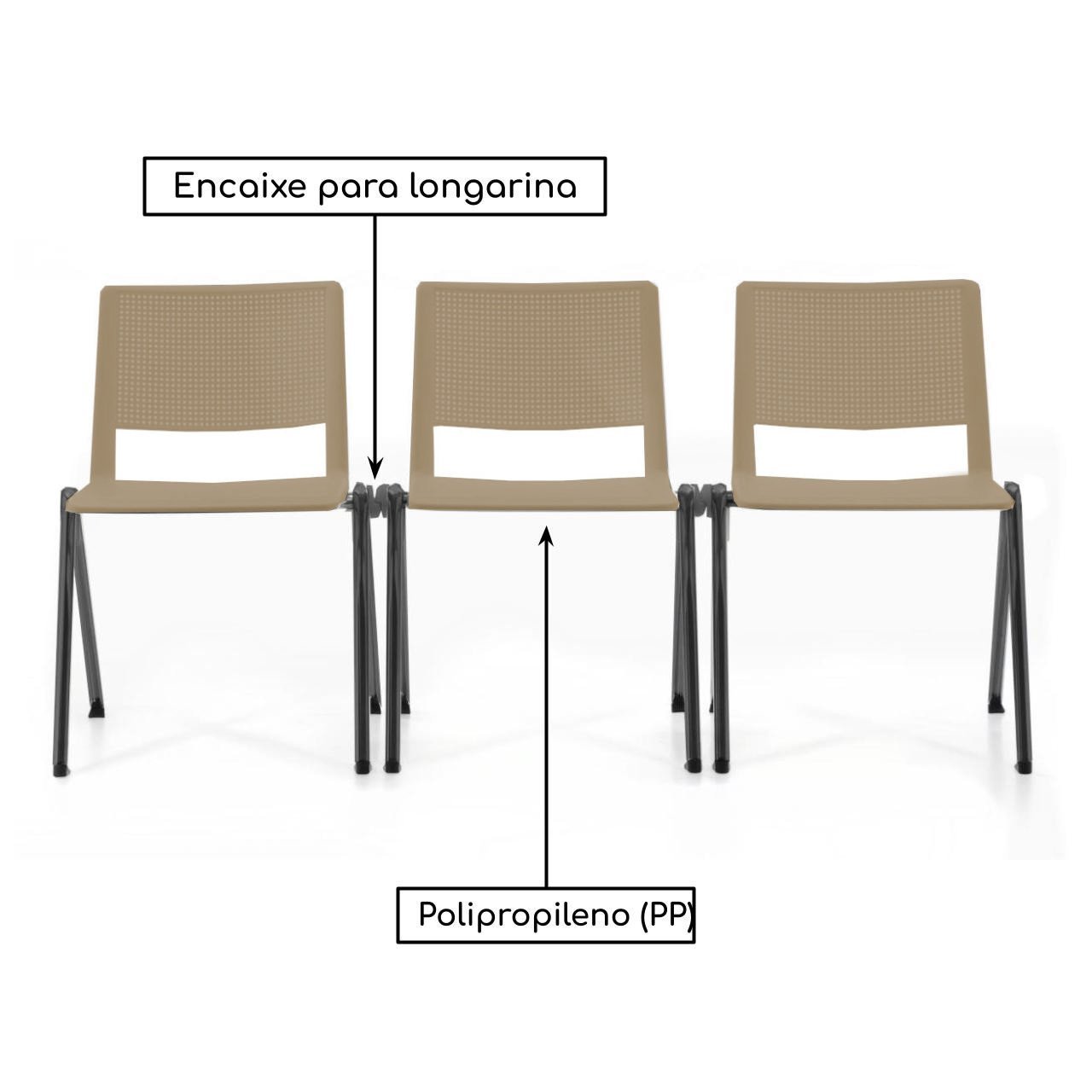Cadeira de Escritório (Empilhável) Interlocutor ATLAS - Cor AREIA - PMD - 88756 - Imagem 3