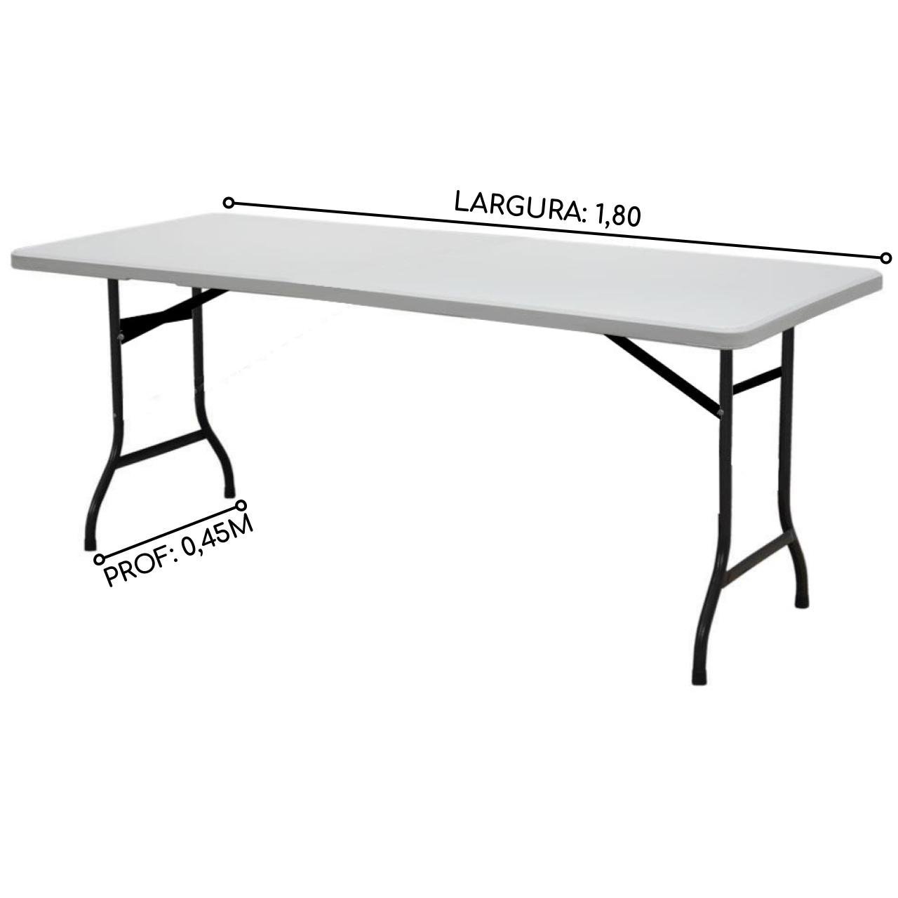 Mesa Refeitório MASTER - 1,80X0,45X0,75m - TAMPO PP BRANCO - 50075 - Imagem 2