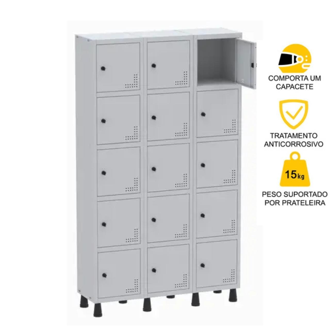 Roupeiro de Aço PAM com 15 Portas Pequenas - 1,80x1,03x0,32m - CZ/CZ - PANDIN - 74211 - Imagem 2