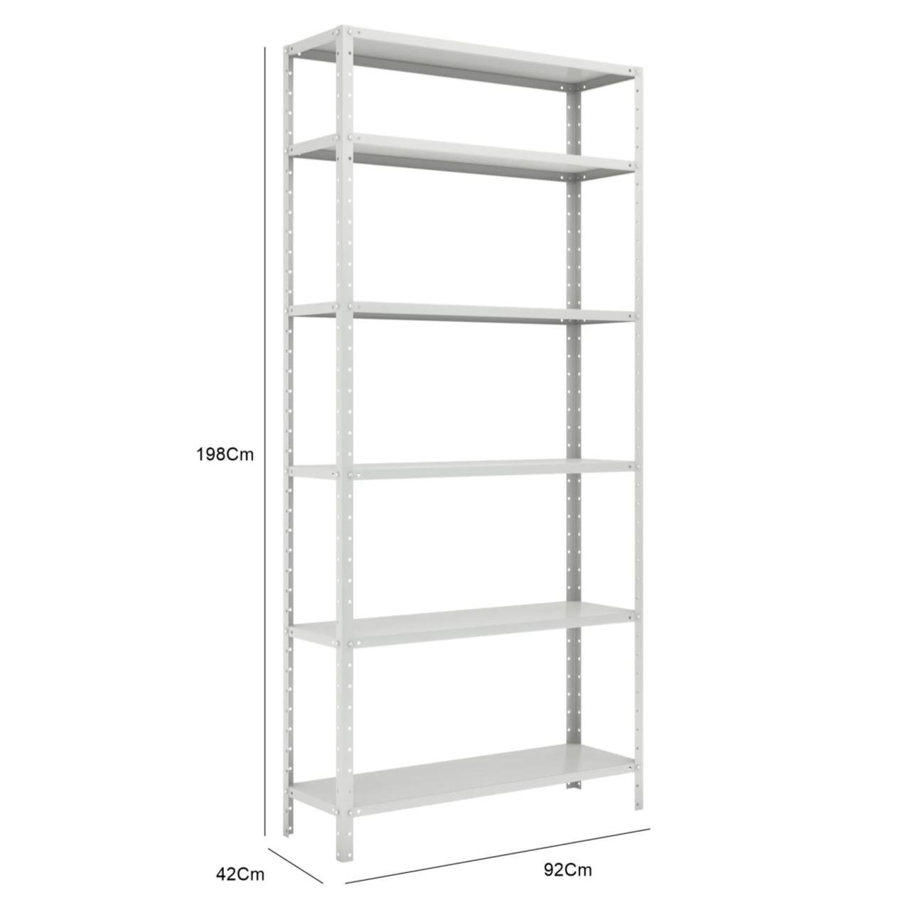 Estante de Aço com 06 Bandejas 30cm (22/18) – 1,98×0,92×0,30m – W3 – Cinza - 16007 - Imagem 2