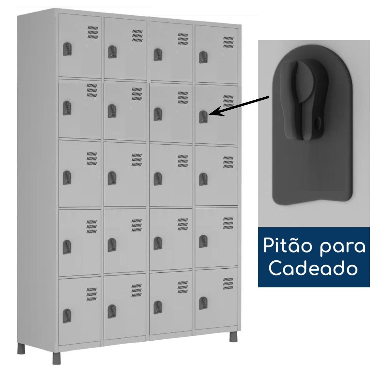 Armário Roupeiro de Aço 20 Portas PEQUENAS – 1,84×1,29×0,35m – CZ/CZ – W3 – 17013 - Imagem 5