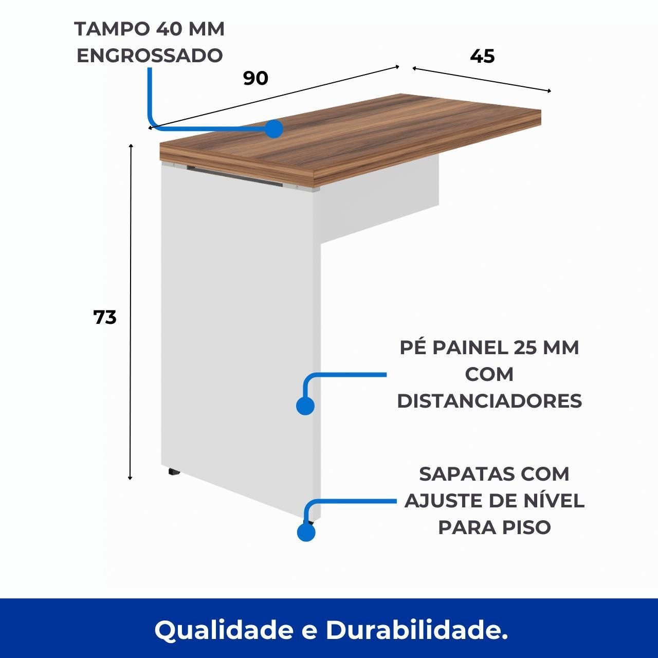 Mesa AUXILIAR SIMPLES 0,90X0,45m NOGAL SEVILHA / BRANCO - 34308 - Imagem 3