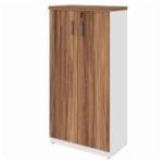 Armário Alto Fechado com 02 Portas – 1,61×0,80×0,45m NOGAL SEVILHA/BRANCO – 34315