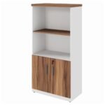 Armário Alto Semi-Aberto – 1,61×0,80×0,45m NOGAL SEVILHA/BRANCO – 34316