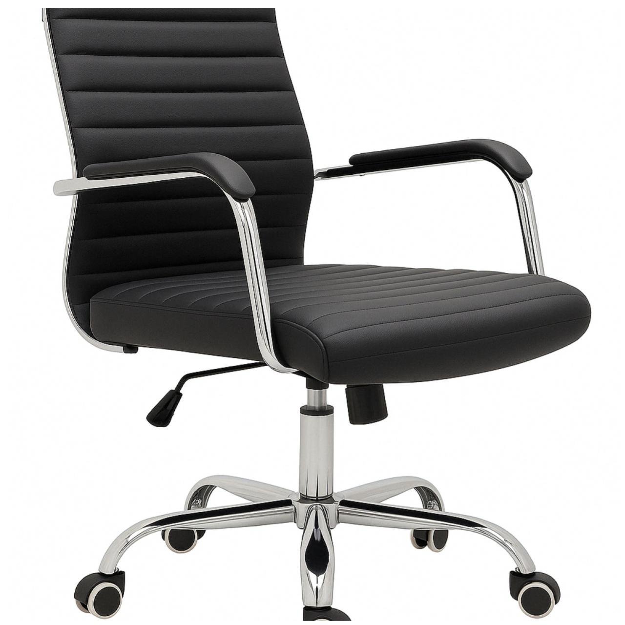 Cadeira de Escritório PRESIDENTE LONDON Giratória - Base Cromada - COR PRETO - 31089 - Imagem 3