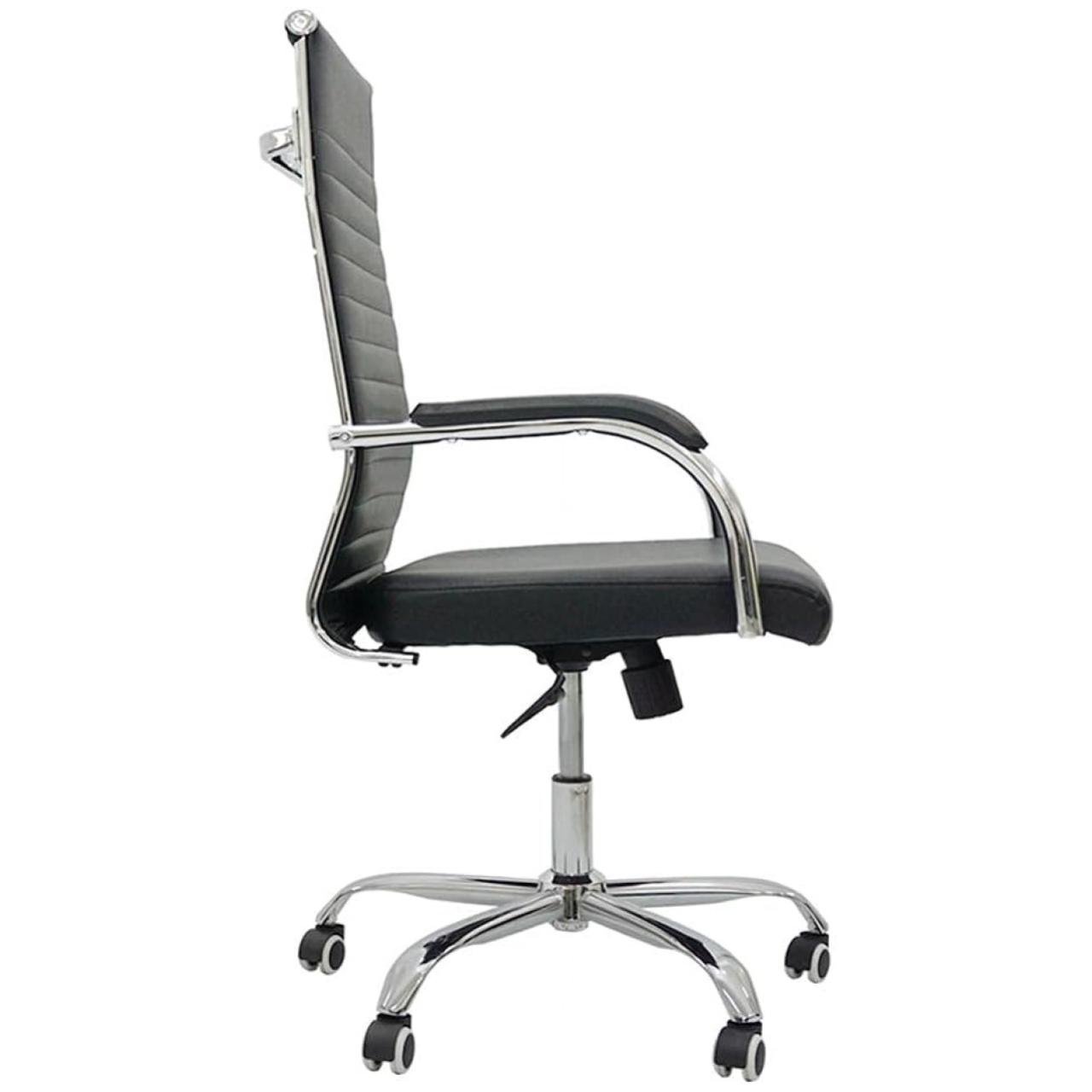 Cadeira de Escritório PRESIDENTE LONDON Giratória - Base Cromada - COR PRETO - 31089 - Imagem 2