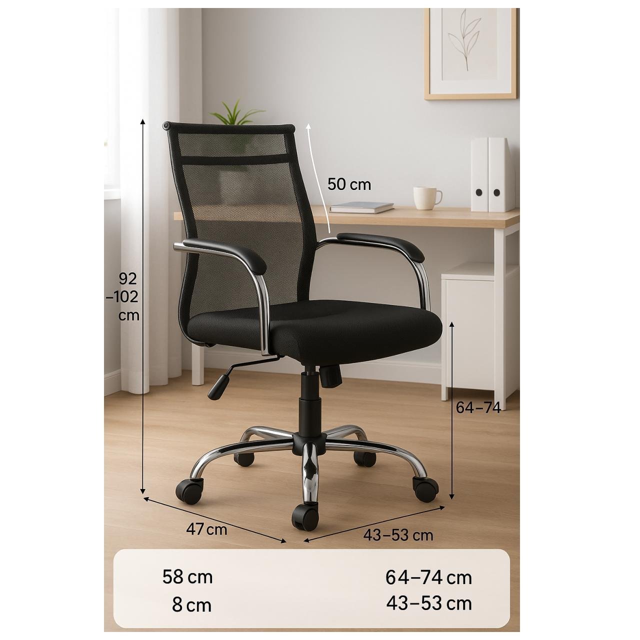 Cadeira DIRETOR Tela Mesh DUBAI Giratória Cromada - PMD - 31020 - Imagem 4