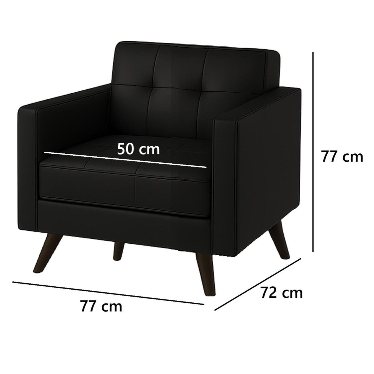 Poltrona para Escritório ROMA 01 Lugar - Corino - Cor Preto - 60040 - Imagem 6