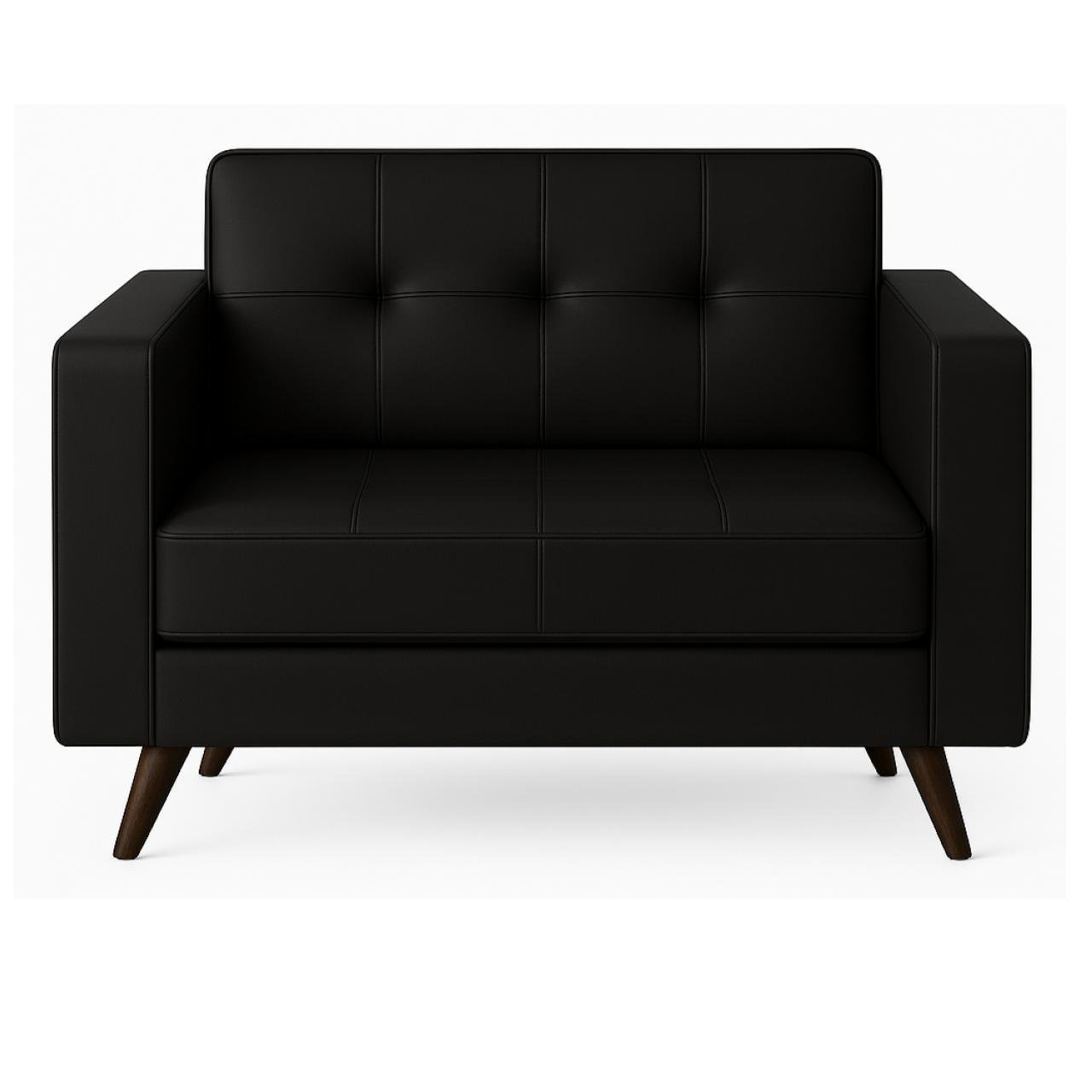 Sofá para Escritório ROMA 02 Lugares - Corino - Cor Preto - 60041 - Imagem 2