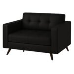 Sofá para Escritório ROMA 02 Lugares - Corino - Cor Preto - 60041