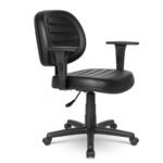 Cadeira Executiva COSTURADA Giratória com Braços Reguláveis - Corino Preto - 31005