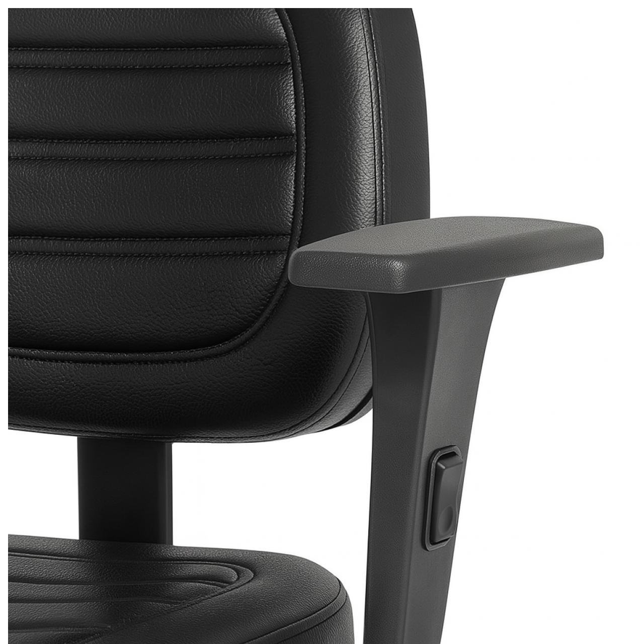 Cadeira Executiva COSTURADA Giratória com Braços Reguláveis - Corino Preto - 31005 - Imagem 5