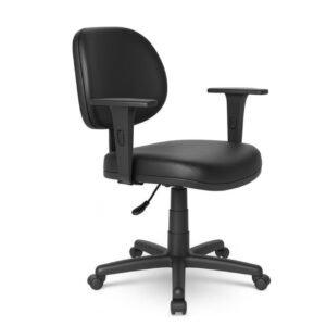 Cadeira Executiva LISA Giratória com Braços Reguláveis - Corino Preto - 31003