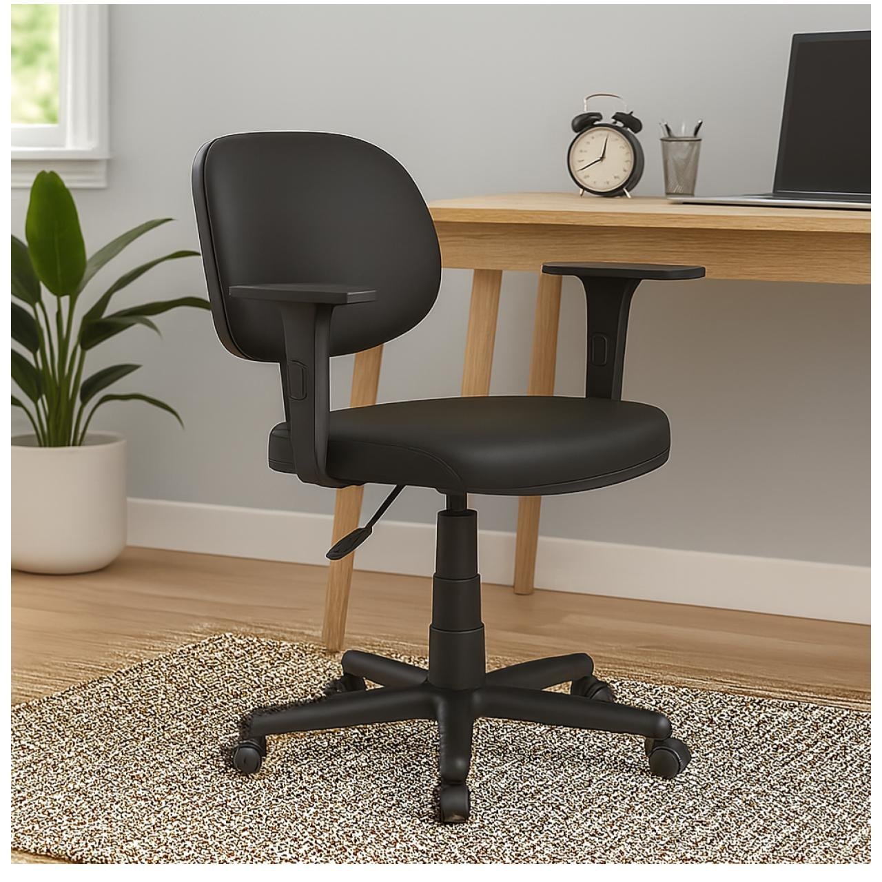 Cadeira Executiva LISA Giratória com Braços Reguláveis - Corino Preto - 31003 - Imagem 8