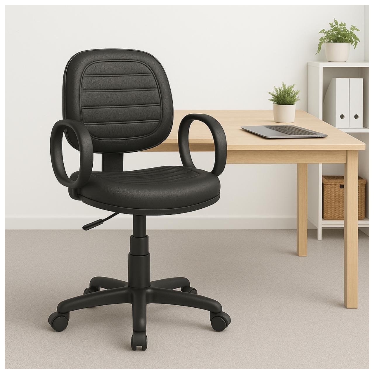 Cadeira Executiva COSTURADA Giratória com Braço Corsa - Corino Preto - 31004 - Imagem 9