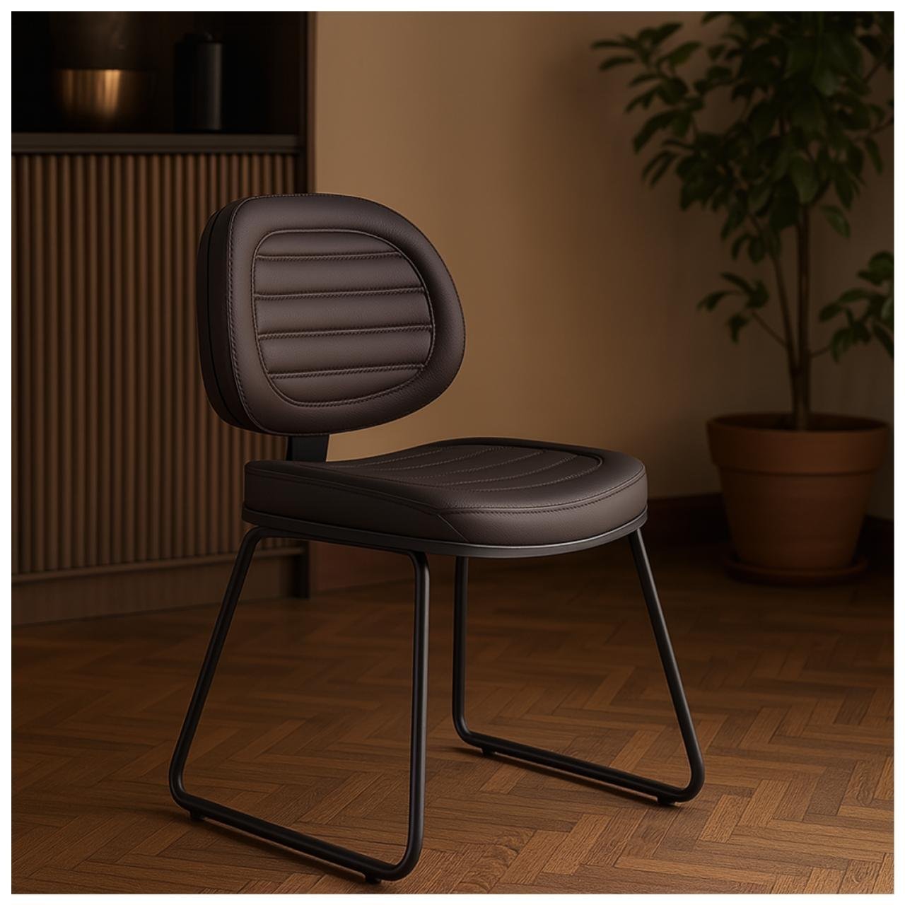 Cadeira Executiva Costurada Base Trapézio - Corino Preto - 31031 - Imagem 7