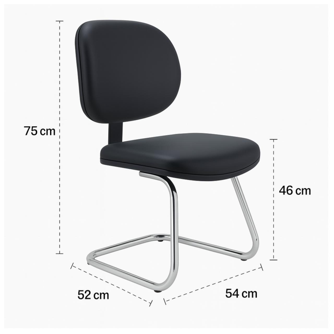 Cadeira Executiva LISA Base em "S" CROMADA - Corino Preto - 31015 - Imagem 4