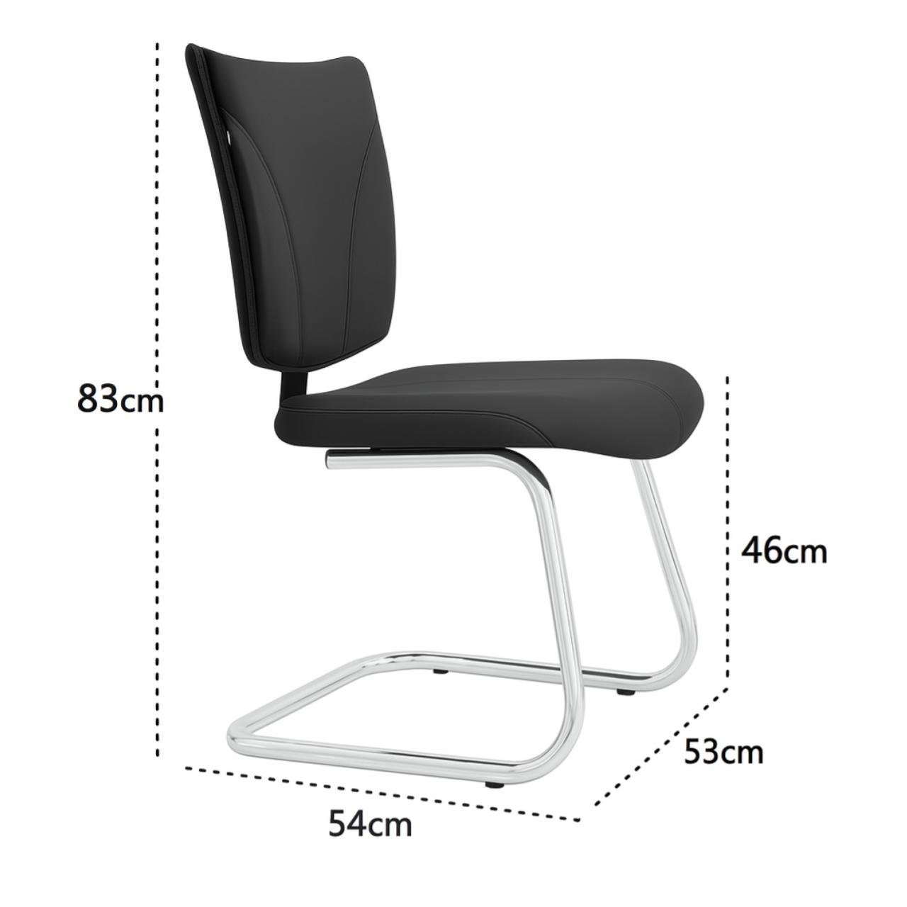 Cadeira Escritório B-ONE Base em "S" Cromada - Corino Preto - 31033 - Imagem 5