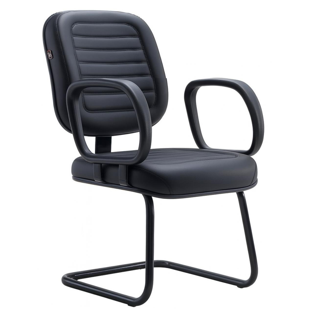 Cadeira Diretor Costurada Base em "S" Preta C/ Braços - Corino Preto - 30300 - Imagem 4