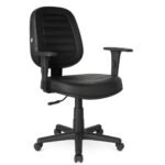 Cadeira Giratória Diretorzinha com Braços Reguláveis - Corino Preto - 32988