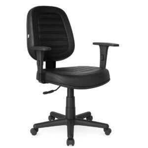 Cadeira Giratória Diretorzinha com Braços Reguláveis - Corino Preto - 32988