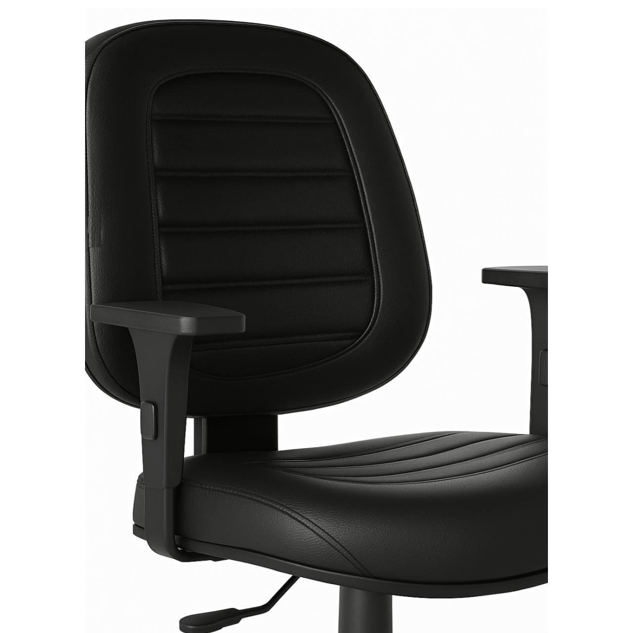 Cadeira Giratória Diretorzinha com Braços Reguláveis - Corino Preto - 32988 - Imagem 6