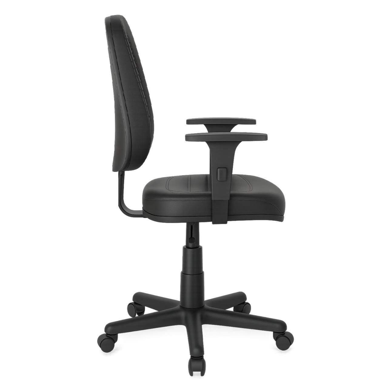 Cadeira Giratória Diretorzinha com Braços Reguláveis - Corino Preto - 32988 - Imagem 3