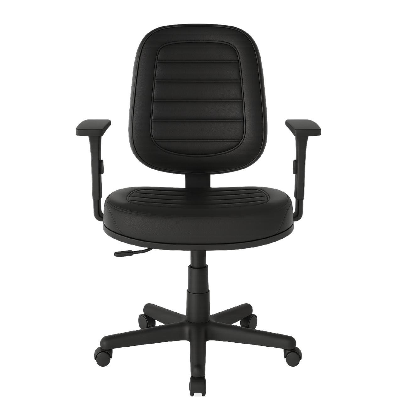 Cadeira Giratória Diretorzinha com Braços Reguláveis - Corino Preto - 32988 - Imagem 2