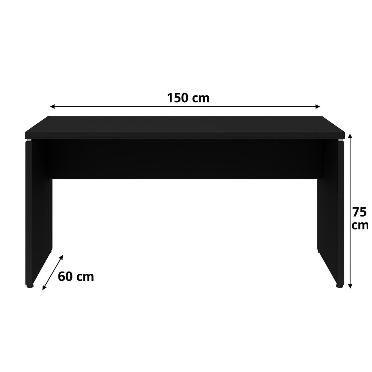 Mesa Escritório 1,50x0,60m - S/ Gavetas - PRETO/PRETO - 26006 - Imagem 5