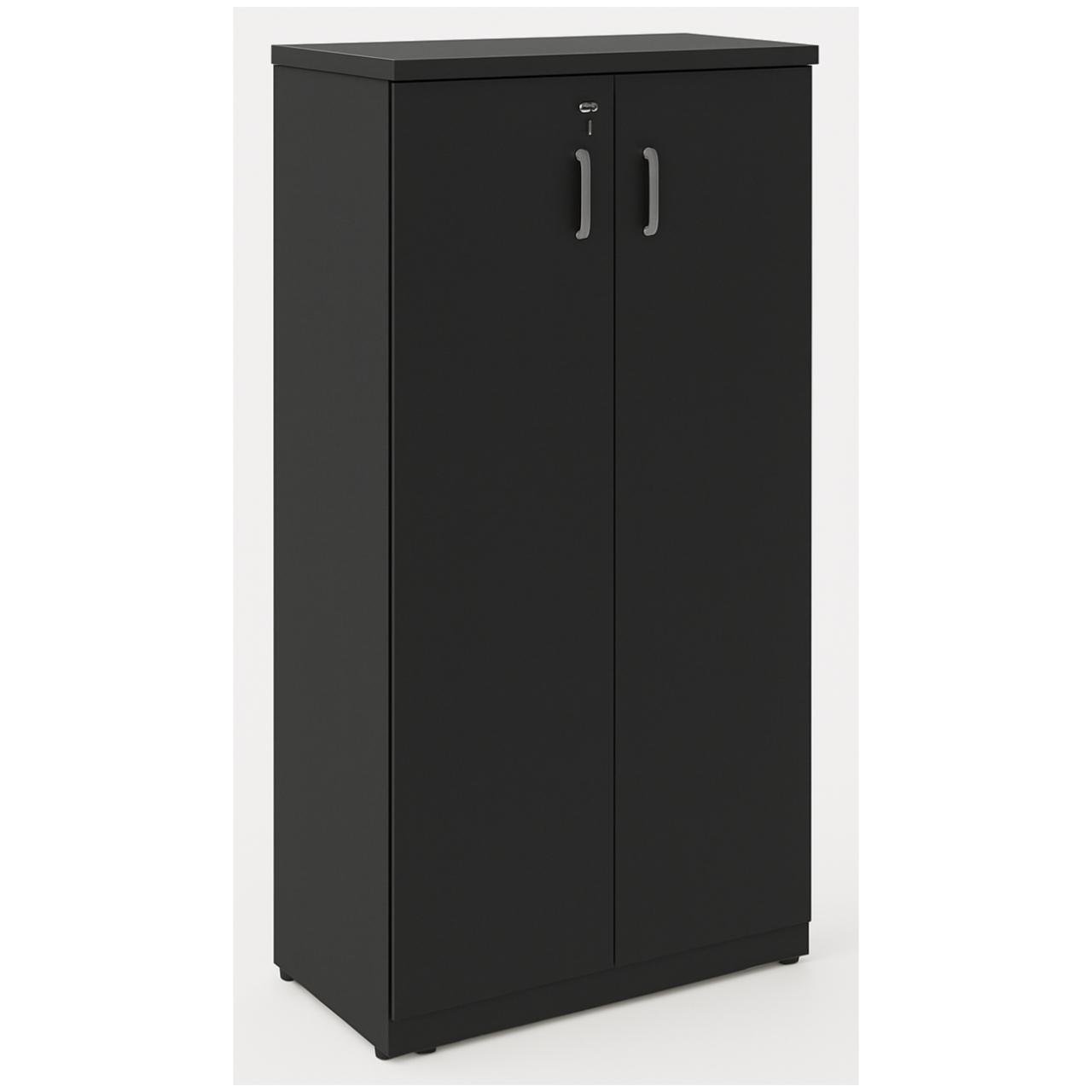 Armário Alto Fechado com Portas e Prateleiras Internas – MDP Preto - 26031 - Imagem 2