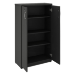 Armário Alto Fechado com Portas e Prateleiras Internas – MDP Preto - 26031
