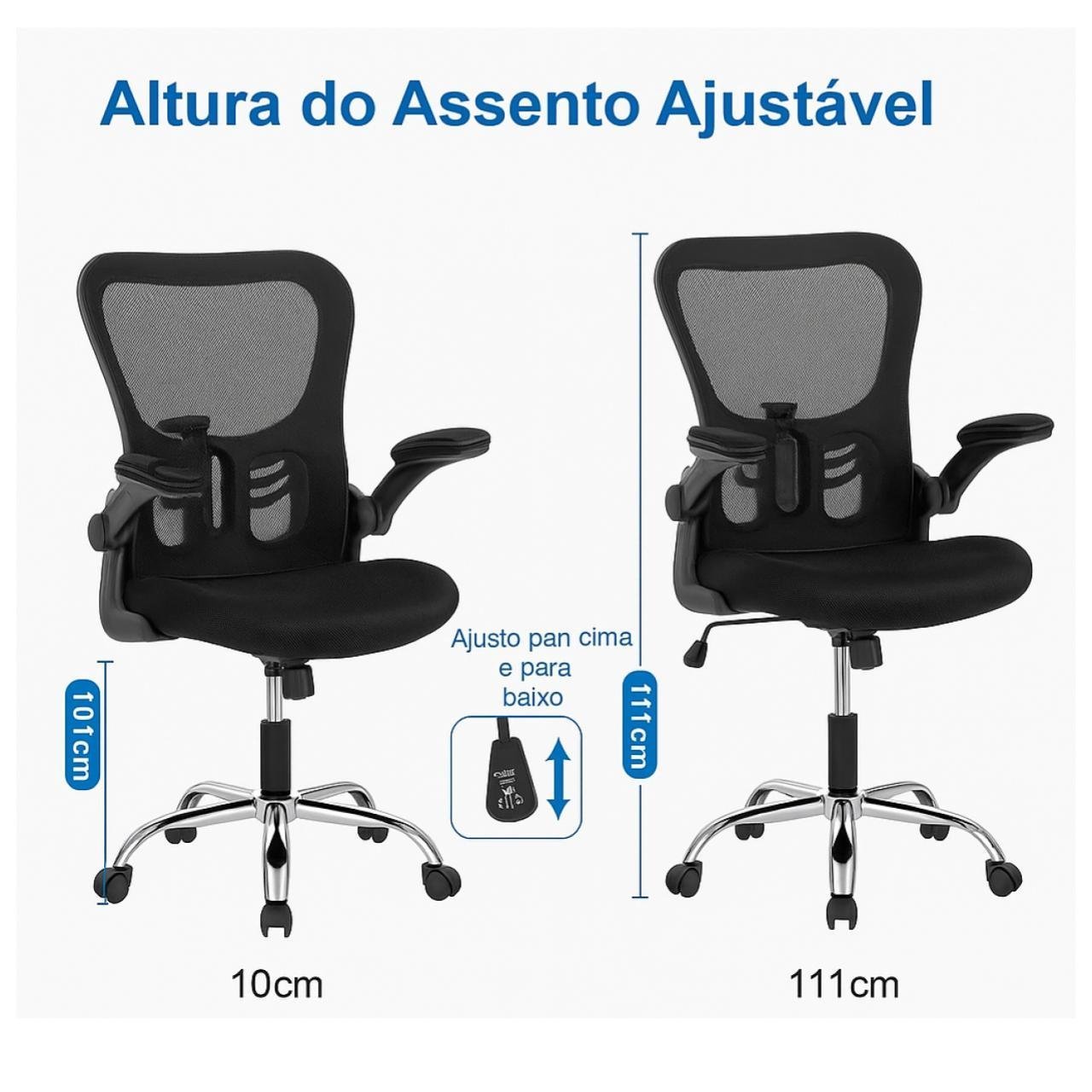 Cadeira de Escritório Tela NYO - Cor Preto - 20097 - Imagem 7