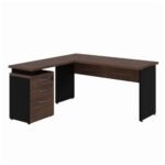 Mesa Escritório em "L" c/ Gaveteiro 1,50m MARSALA/PRETO - 23480