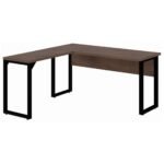 Mesa em L com PÉ QUADRO (1,70x0,70m + Mesa Auxiliar) - S/ Gavetas MARSALA/PRETO - 25478