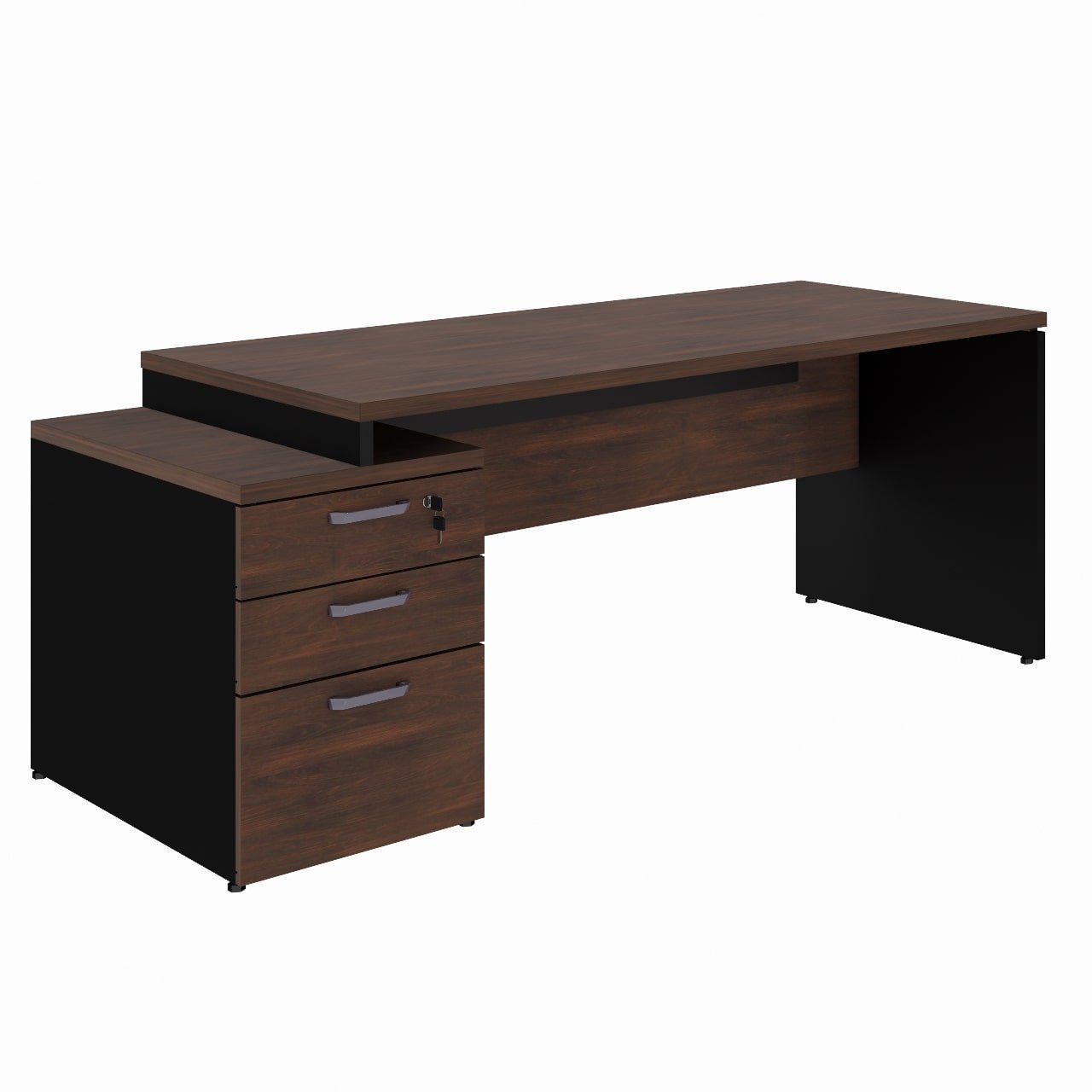 Mesa PEDESTAL RETA c/ VIDRO - 1,92X0,70m MARSALA / PRETO - 23500 - Imagem 4