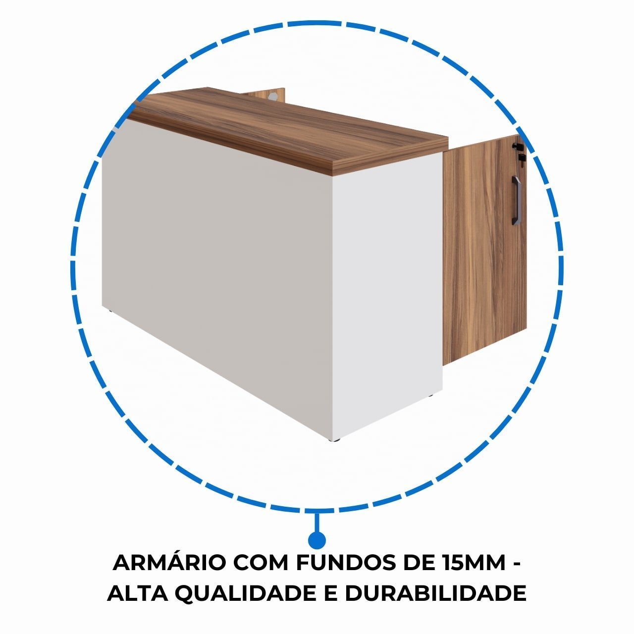 Armário Baixo Credenza – 1,20×0,73X0,45m NOGAL SEVILHA/BRANCO - 34312 - Imagem 7