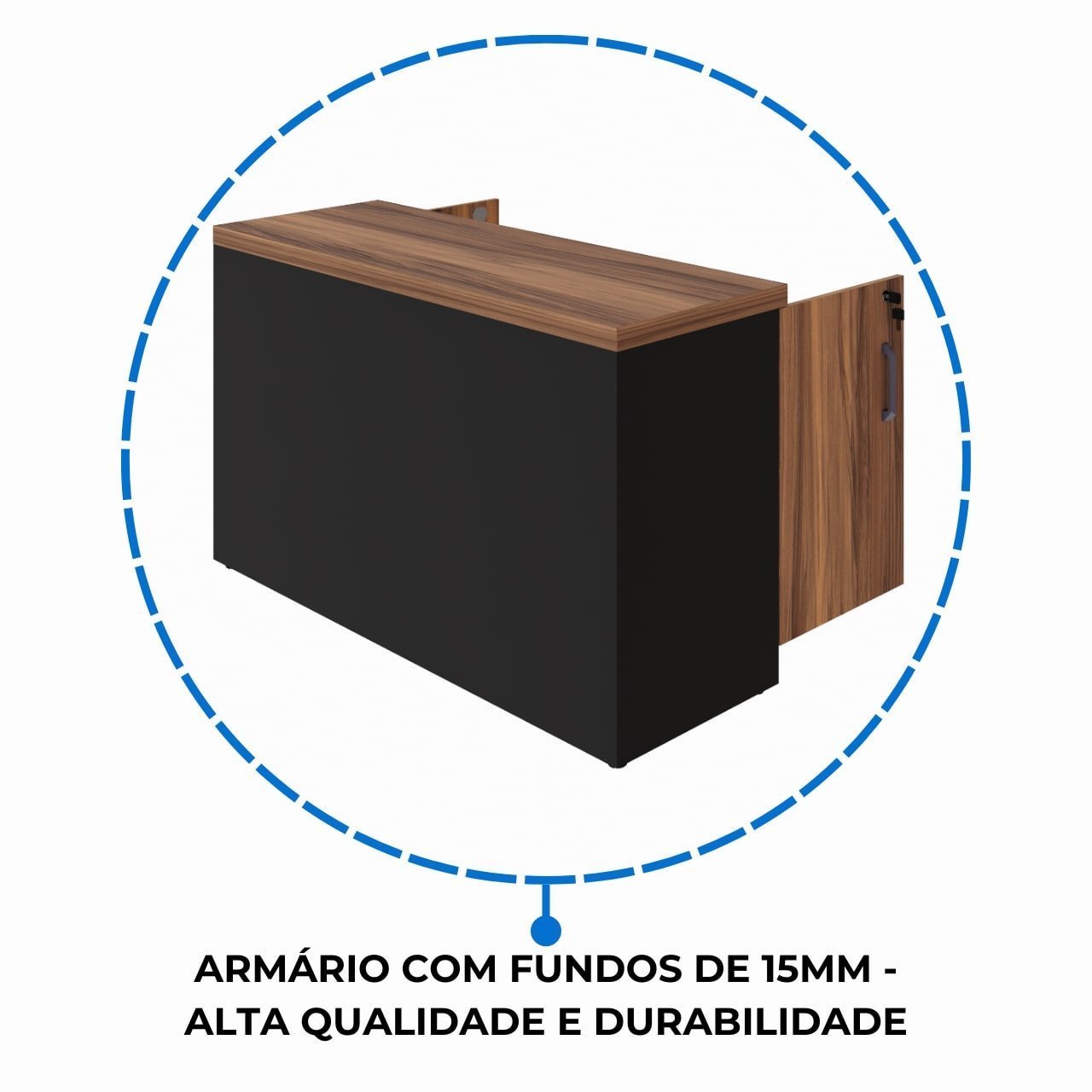 Armário Baixo Credenza - 1,20x0,74X0,45m NOGAL SEVILHA/PRETO - 21412 - Imagem 6